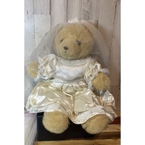 Vintage Broad Teddy Bear By Mary Myers Original Tags Ivory Dress/Veil